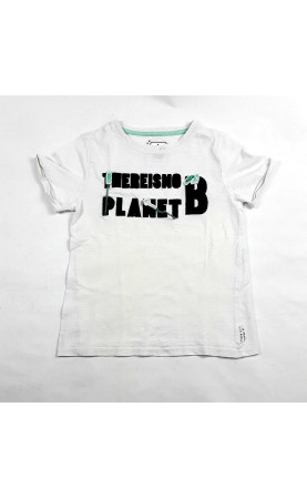 T shirt MC blanc "There is no planet B"