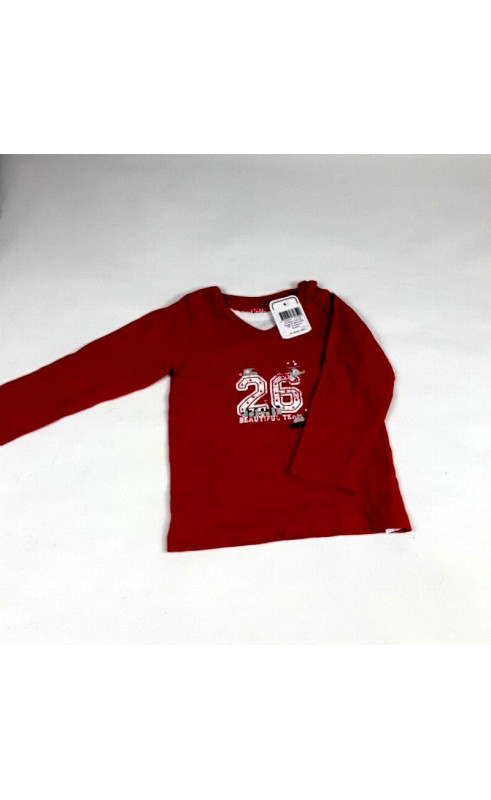 Tshirt ML rouge et blanc motif "26"