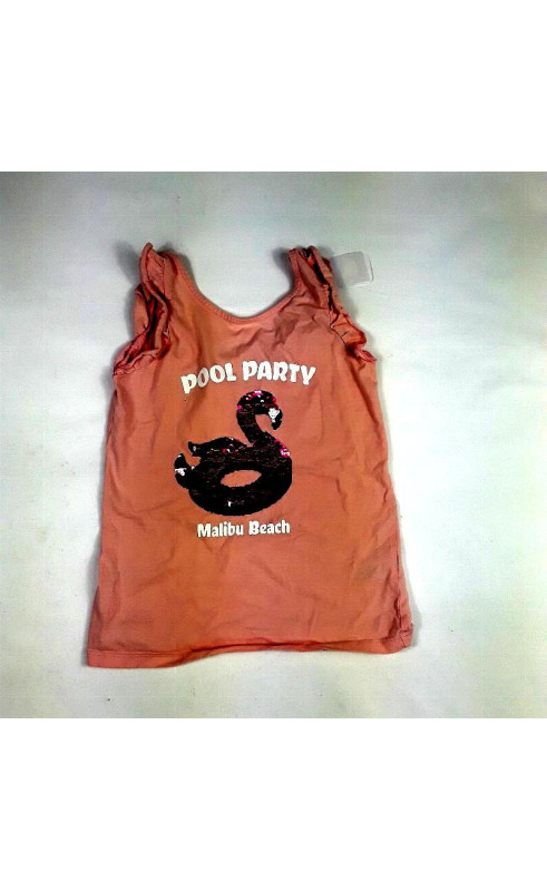 Tshirt MC rose "pool party" bouée flament rose sequin