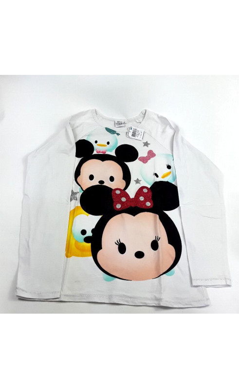 T shirt ML blanc Mickey et cie