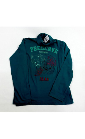 Col roulé turquoise "Preserve the forest"