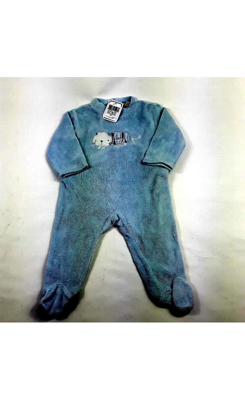 Pyjama en coton 1 pièce bleu ciel chat