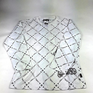 T shirt ML blanc à carreaux noirs