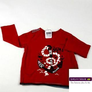 Tshirt ML rouge motif ancre