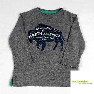 T shirt ML gris bison vert