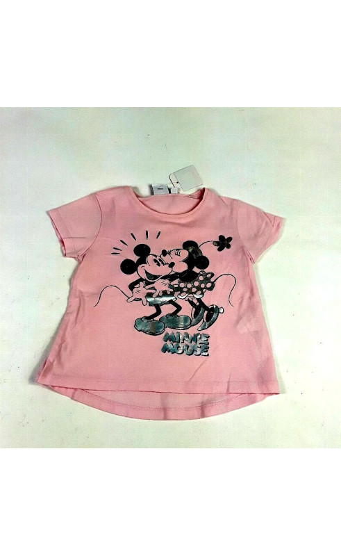 T shirt MC rose pâle imprimé Minnie