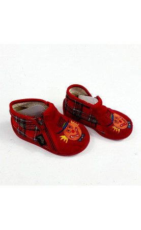 Chaussons rouges clown écossais