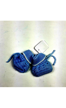 Chausson bébé tricoté bleu...
