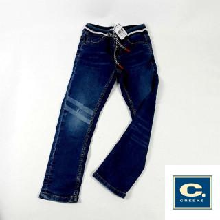 Pantalon en jeans elastique bleu et blanc