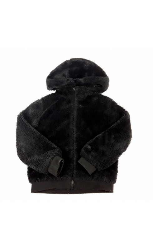 Manteau à capuche poilu noir