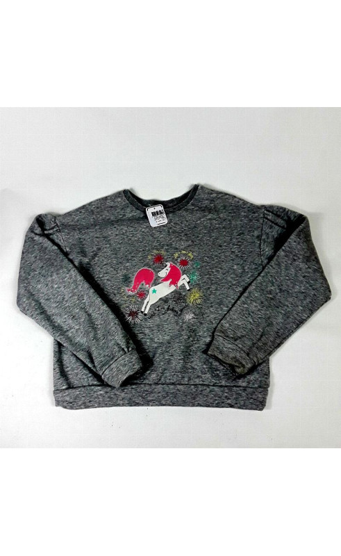 Pull gris licorne "New day, new year..."