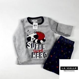 Pyjama doux gris " super sleepy hero"