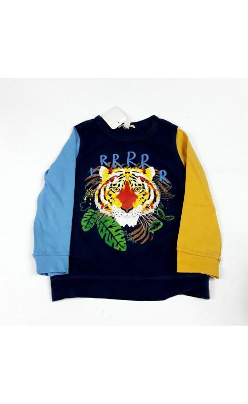 T shirt ML bleu marine Tigre