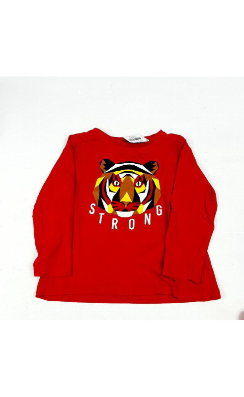 T shirt ML rouge tigre mosaïque