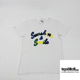 T-shirt MC blanc " sunshine & smile"