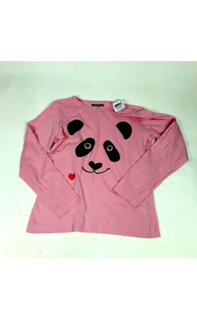 T shirt ML rose pâle imprimé panda