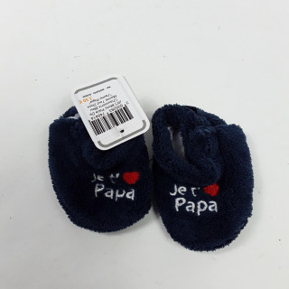 Paire de chaussons bleu marine tout doux "J'aime Papa"