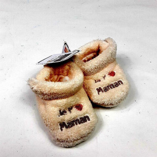 Chaussons beige "j'aime Maman"