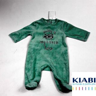Dors bien velours turquoise "Daddy is my super hero"