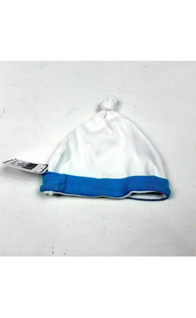 Bonnet naissance blanc et bleu
