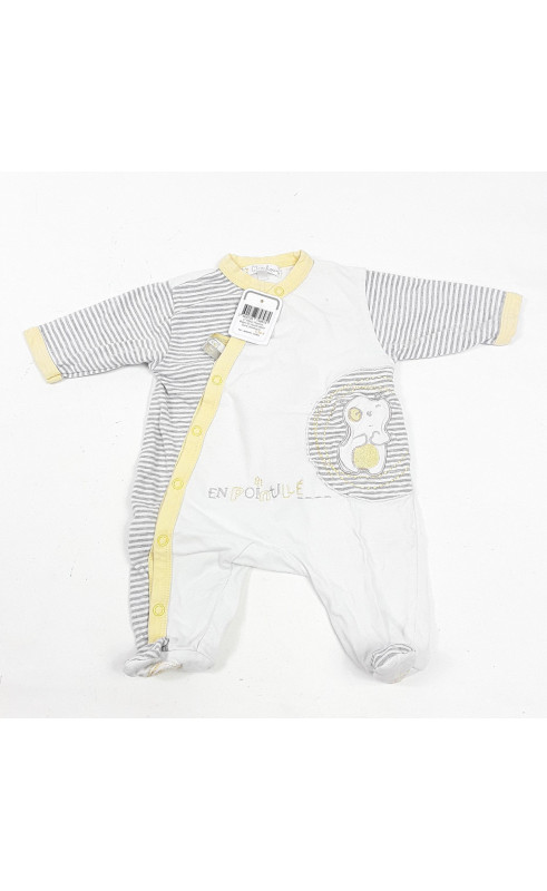 Pyjama blanc et jaune motif ours