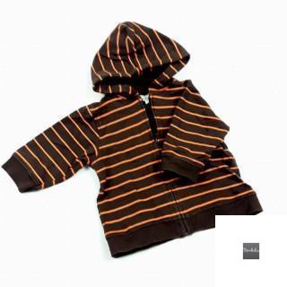 Gilet à capuche marron et rayures orange