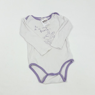 Body ML blanc coutures violettes "Hi, it is my friend"
