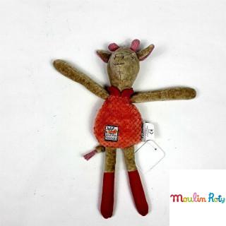 Doudou girafe "Sous mon baobab" gris et rose