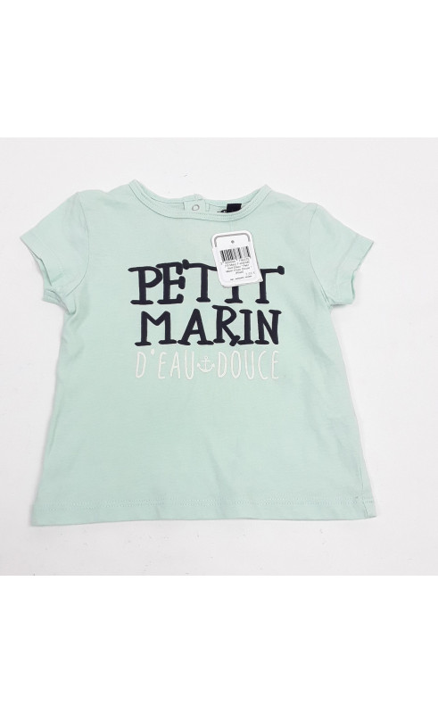 T-shirt MC vert d'eau " petit marin d'eau douce "