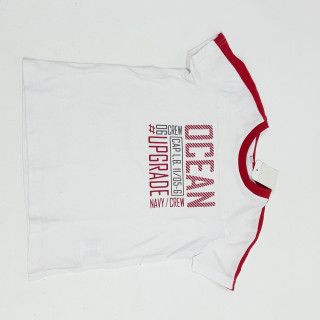 t-shirt mc blanc avec col rouge " ocean "