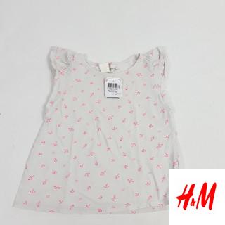 T-shirt MC blanc imprimé ancre rose fluo