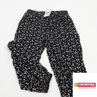 Pantalon fluide noir motif palmier