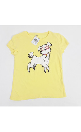 T-shirt Jaune motif chien avec lunette étoile