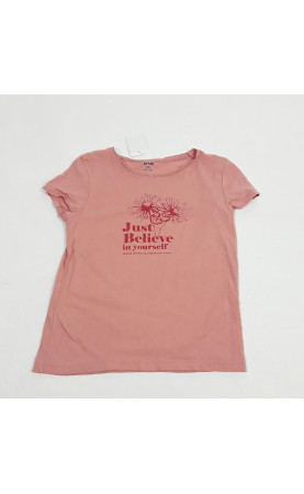 T-shirt MC rose pale motif fleur " just believe..."