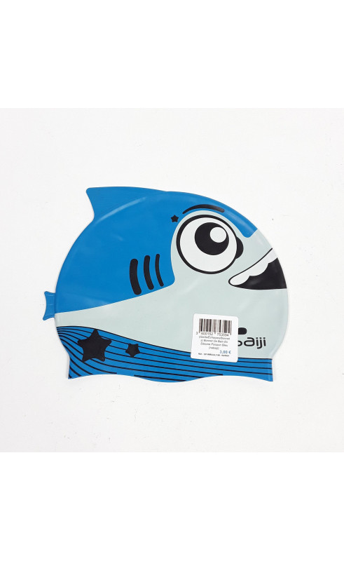 Bonnet de bain en silicone poisson bleu