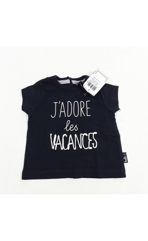 T shirt MC noir j'adore les vacances