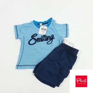 Ensemble 2 pièces t-shirt bleu " smiling" + short bleu marine