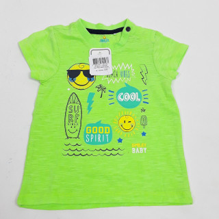 T-shirt MC vert fluo motif smiley