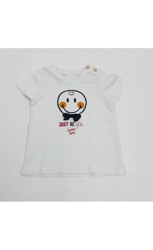 T-shirt MC blanc imprimé smiley " just be you"