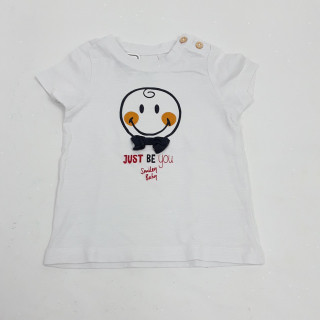 T-shirt MC blanc imprimé smiley " just be you"