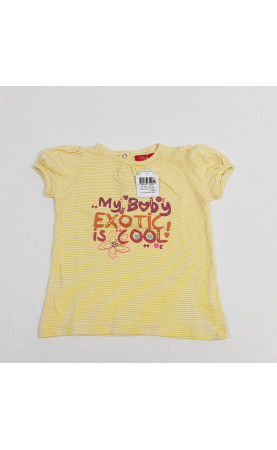 T-shirt MC jaune écriture " my body exotic is cool"