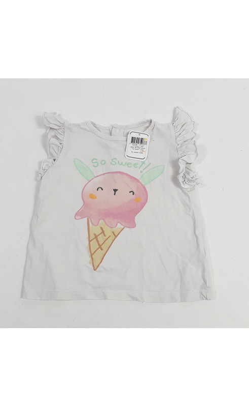 t-shirt blanc mc motif glace " so sweet "