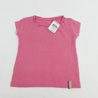 T-shirt MC rose pale étiquette de couleur en bas