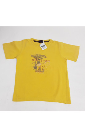 T-shirt MC jaune imprimé elephant et arbre