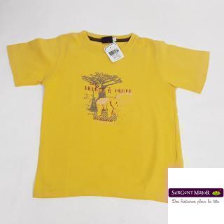 T-shirt MC jaune imprimé elephant et arbre