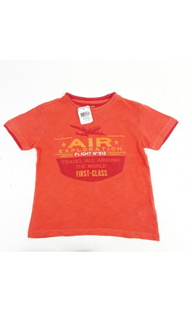 T-shirt orange imprimé avion