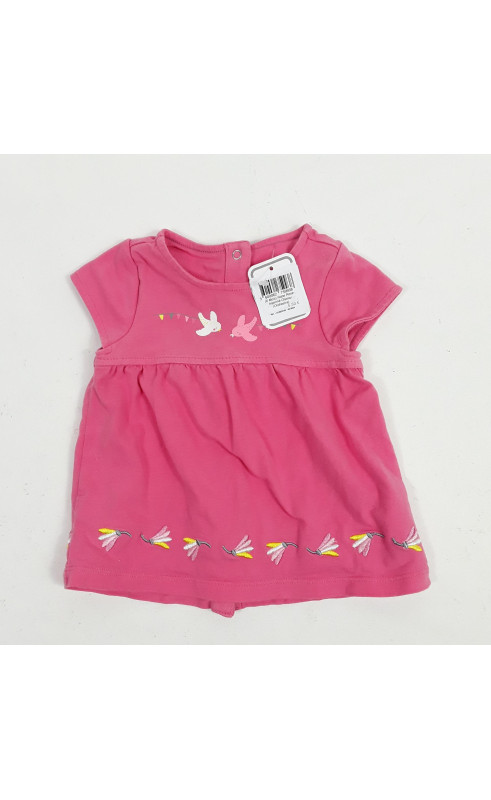 Robe rose imprimé oiseau