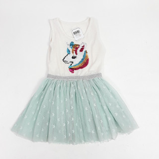 Robe à sequins licorne et tulle bleu