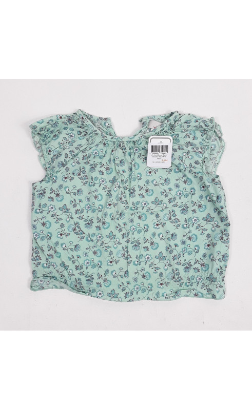 Blouse sans manche bleu motif fleur