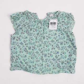 Blouse sans manche bleu motif fleur